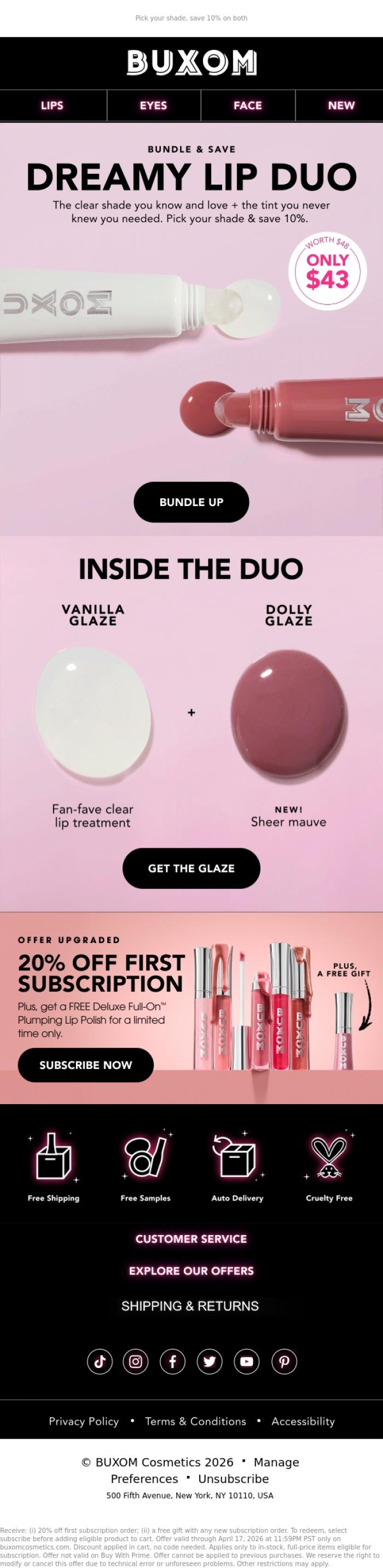 Email Design Inspiration from BUXOM Cosmetics, The new lip duo has dropped