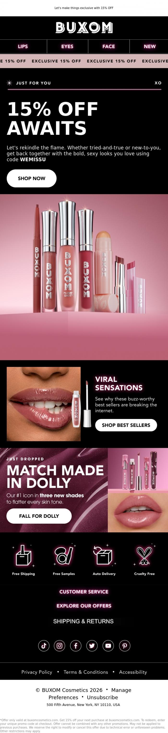 Email Design Inspiration from BUXOM Cosmetics, Don't you forget about us ❤️