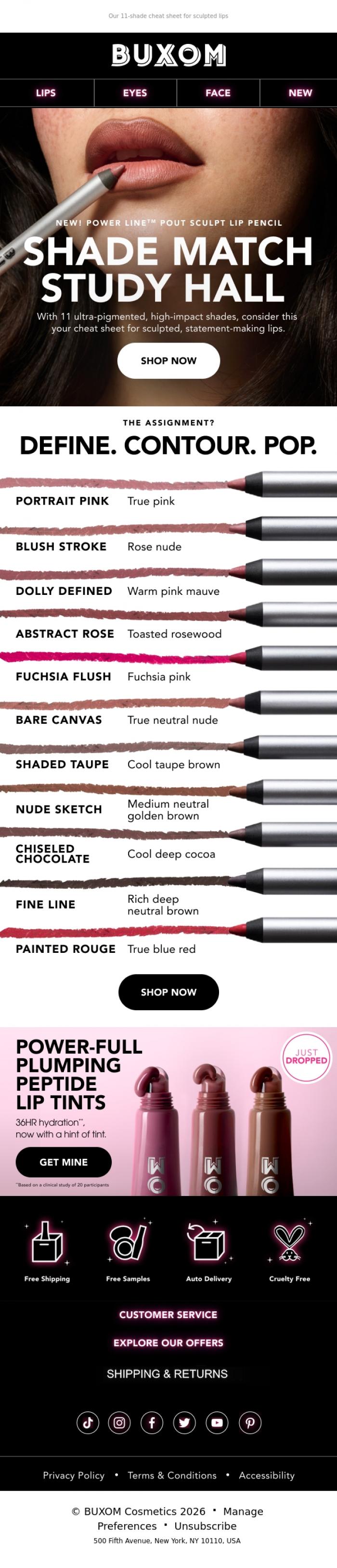 Email Design Inspiration from BUXOM Cosmetics, Find Your New Lip Pencil Shade