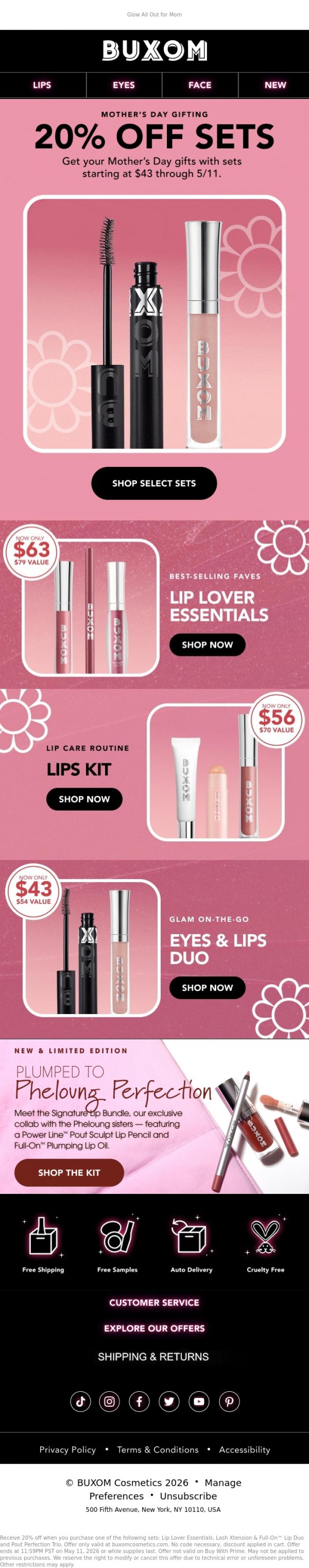 Email Design Inspiration from BUXOM Cosmetics, 20% Off Select Sets