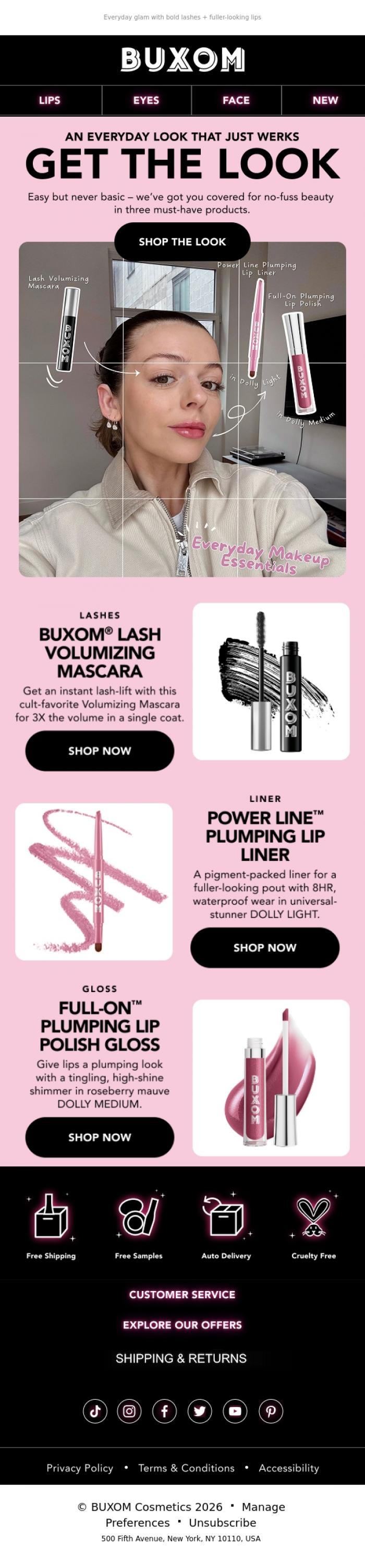 Email Design Inspiration from BUXOM Cosmetics, Your three must-haves for an everyday look