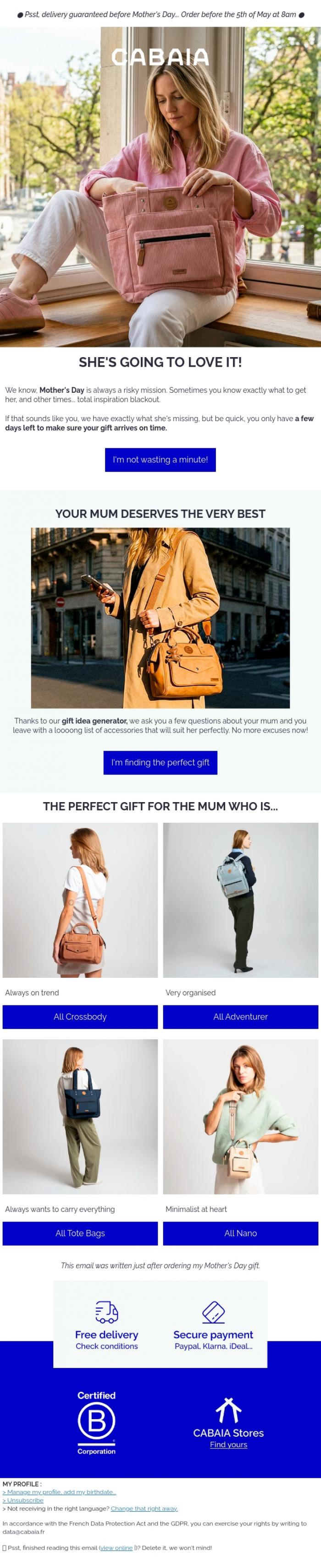 Email Design Inspiration from CABAIA, We know you want to spoil her