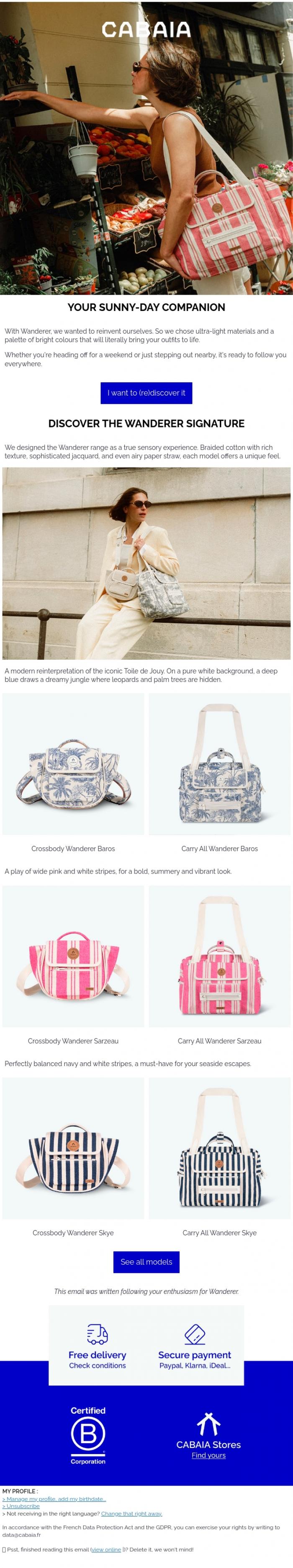 Email Design Inspiration from CABAIA, Wanderer is taking over