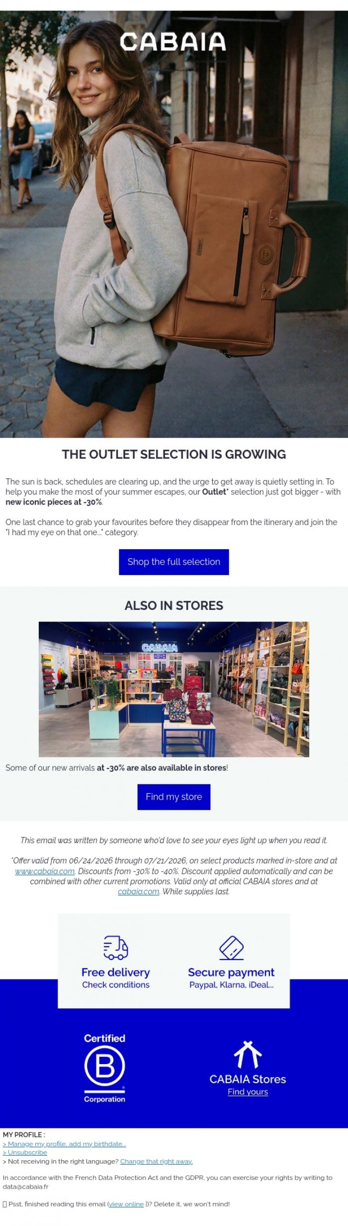 Email Design Inspiration from CABAIA, New hidden gems at -30%