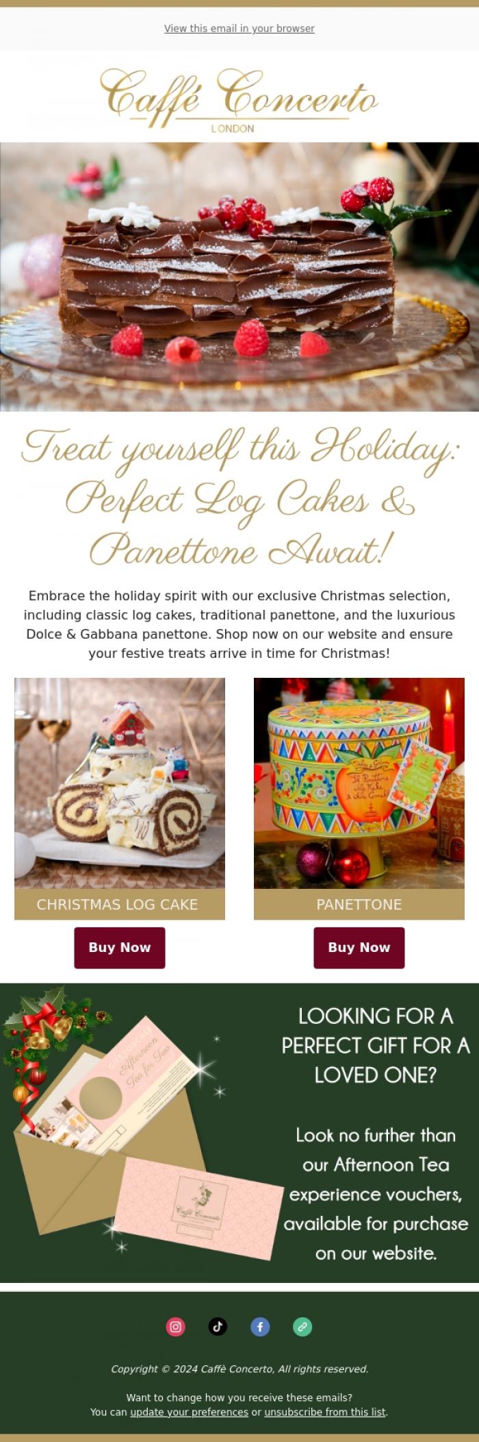 Email Design Inspiration from Caffe Concerto, Jingle All the Way to Our Festive Cakes! 🎅