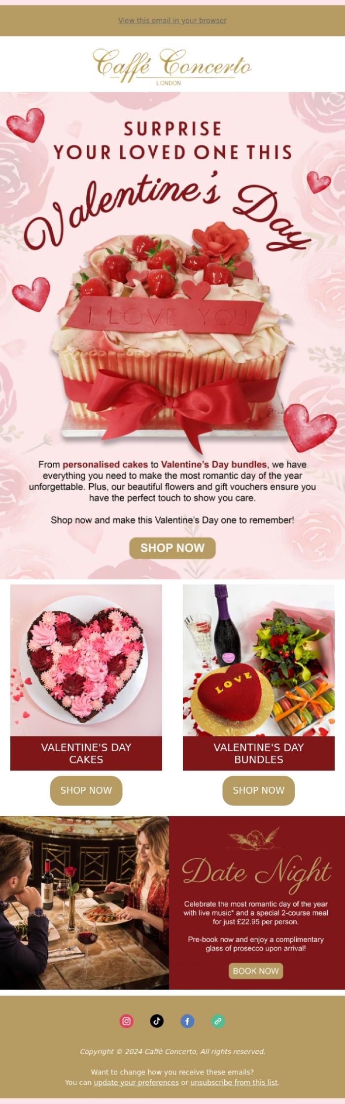 Email Design Inspiration from Caffe Concerto, Love Delivered to Your Doorstep ❤️