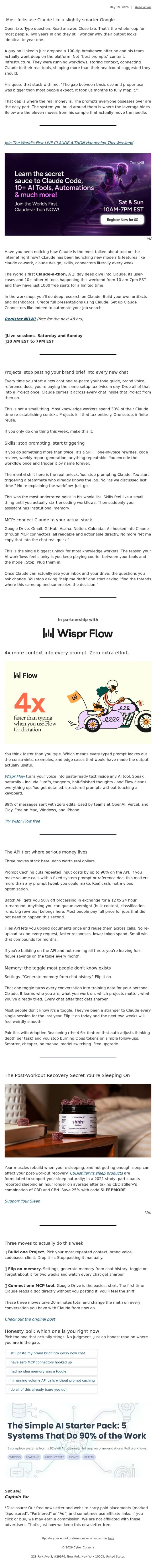 Email Design Inspiration from Captain YAR, 🏴&zwj;☠️ 100 Claude Tips