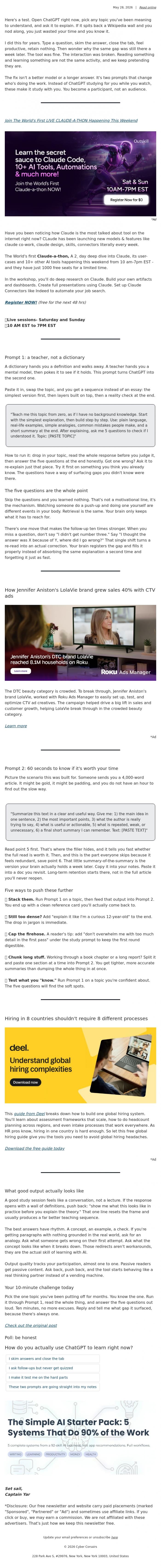 Email Design Inspiration from Captain YAR, 🏴&zwj;☠️ You read it, learned nothing