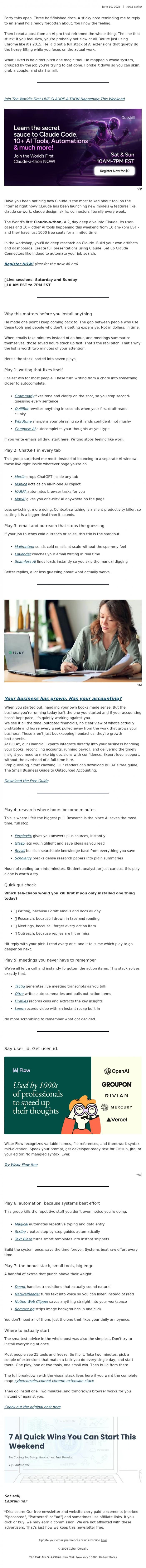 Email Design Inspiration from Captain YAR, 🏴&zwj;☠️ 25 Extensions, seven quick plays