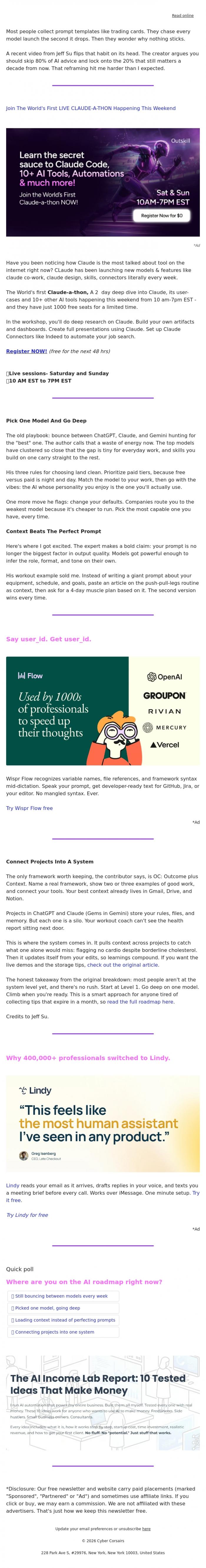 Email Design Inspiration from Captain YAR, 🏴&zwj;☠️ Skip collecting prompts like cards