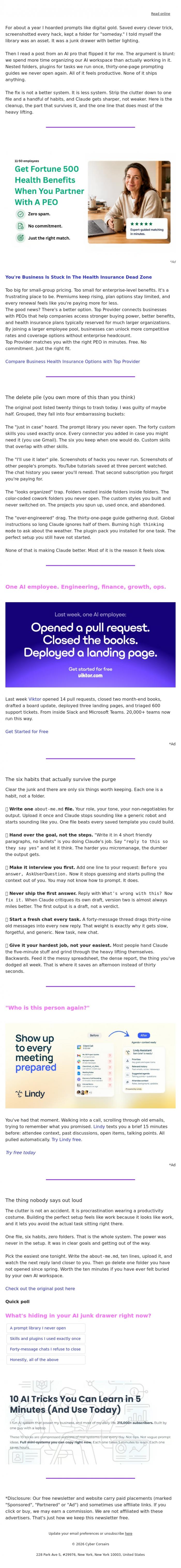 Email Design Inspiration from Captain YAR, 🏴&zwj;☠️ Delete 20 things this week