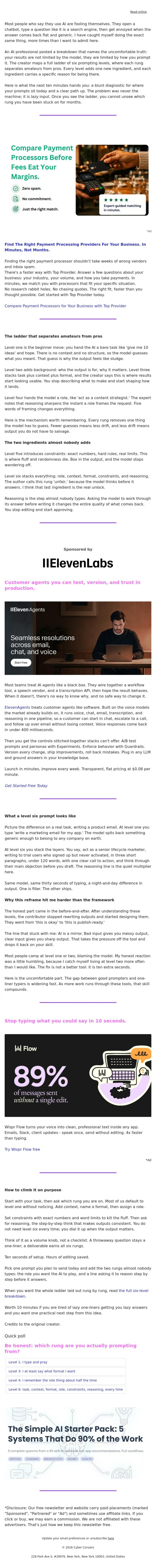 Email Design Inspiration from Captain YAR, 🏴&zwj;☠️ Your prompts have 6 levels