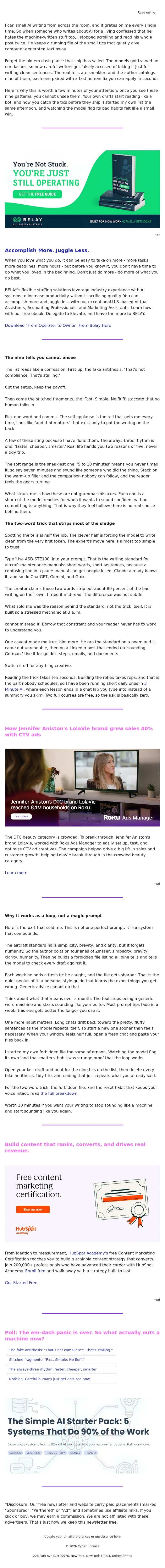 Email Design Inspiration from Captain YAR, 🏴&zwj;☠️ 9 Tics give you away