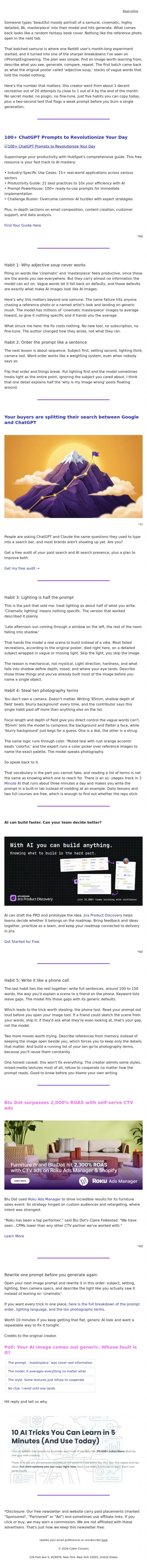 Email Design Inspiration from Captain YAR, 🏴&zwj;☠️ Five habits that kill the generic AI look