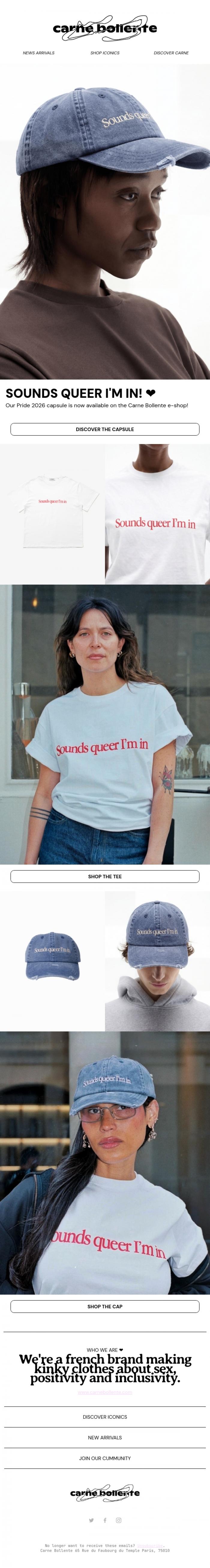 Email Design Inspiration from Carne Bollente, THE CARNE PRIDE CAPSULE HAS ARRIVED! ❤️