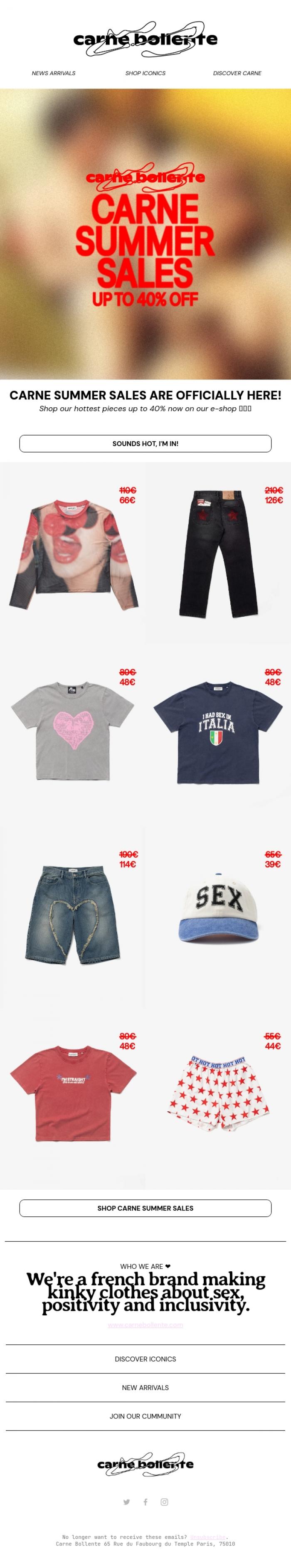 Email Design Inspiration from Carne Bollente, CARNE'S SUMMER SALES ARE HERE ☀️