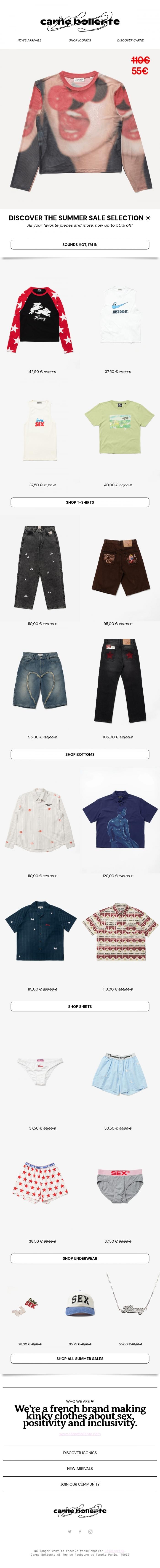 Email Design Inspiration from Carne Bollente, NEED TO SPICE THINGS UP? DISCOVER SUMMER SALES 🔥