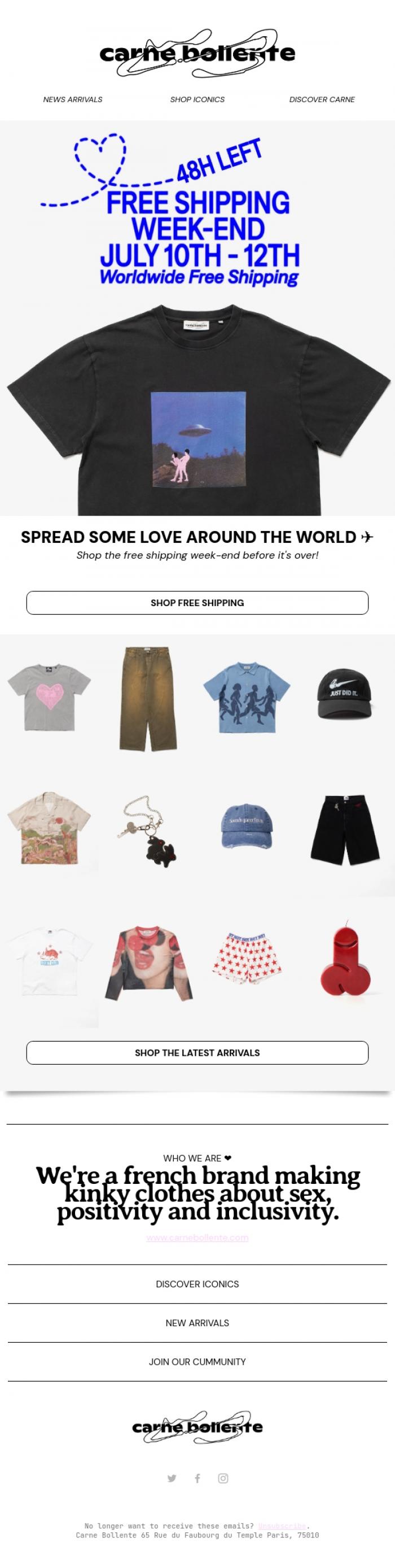 Email Design Inspiration from Carne Bollente, 48 HOURS LEFT FOR FREE SHIPPING 💌