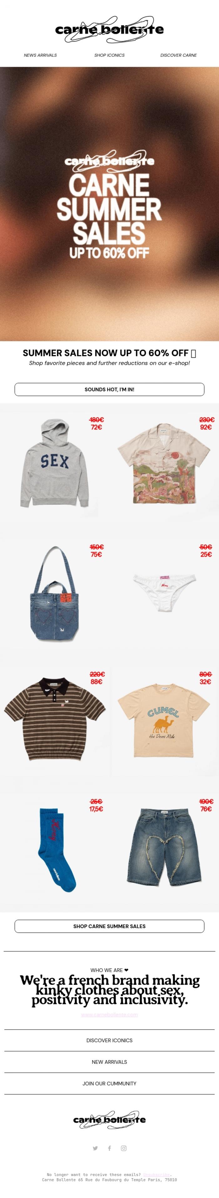 Email Design Inspiration from Carne Bollente, FURTHER SUMMER SALE REDUCTIONS 💥❤️