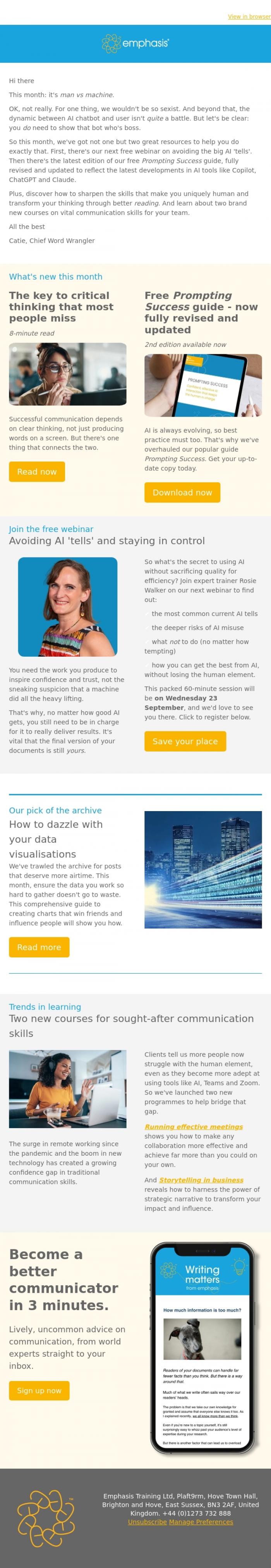 Email Design Inspiration from Catie at Emphasis, The key to saving your critical thinking skills