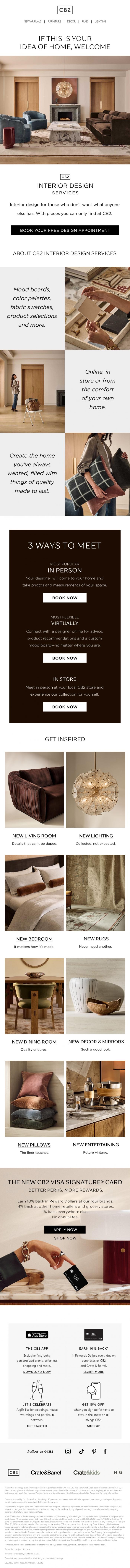 Email Design Inspiration from CB2 Free Design Services, FREE DESIGN ADVICE