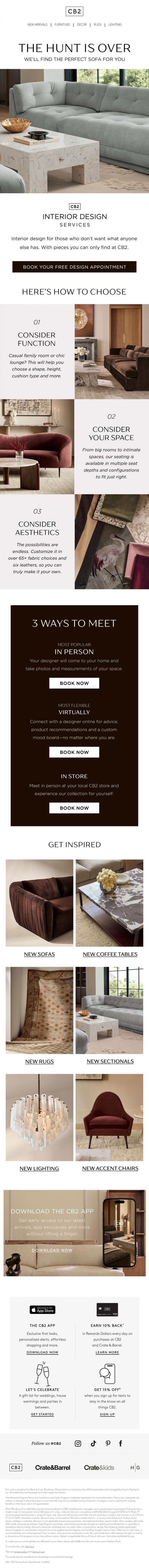 Email Design Inspiration from CB2 Free Design Services, We found you the perfect sofa