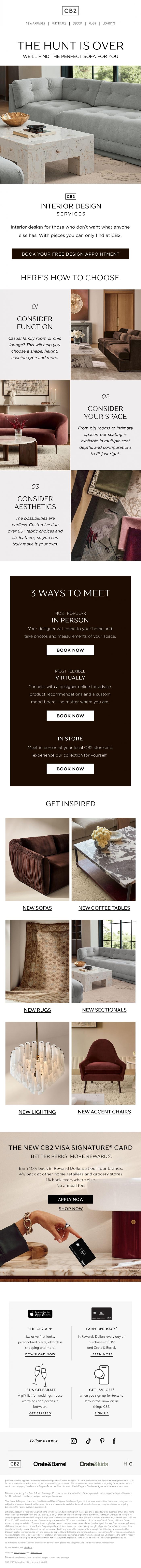 Email Design Inspiration from CB2 Free Design Services, We found you the perfect sofa