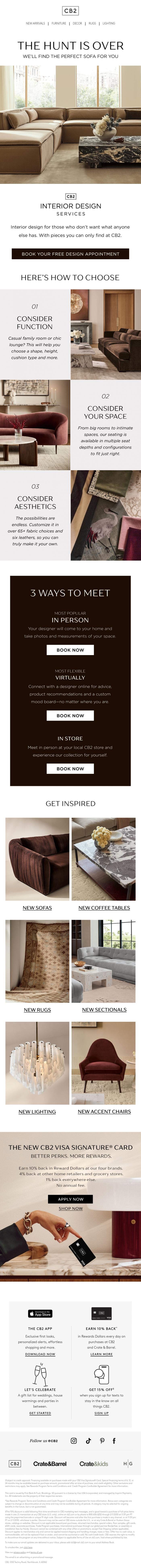 Email Design Inspiration from CB2 Free Design Services, We found you the perfect sofa