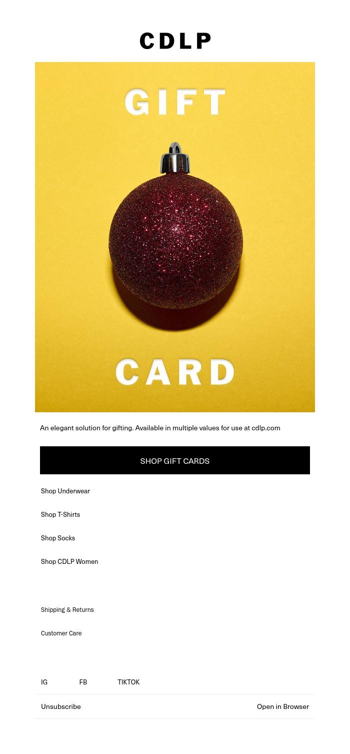 Email Design Inspiration from CDLP, The Gift Card
