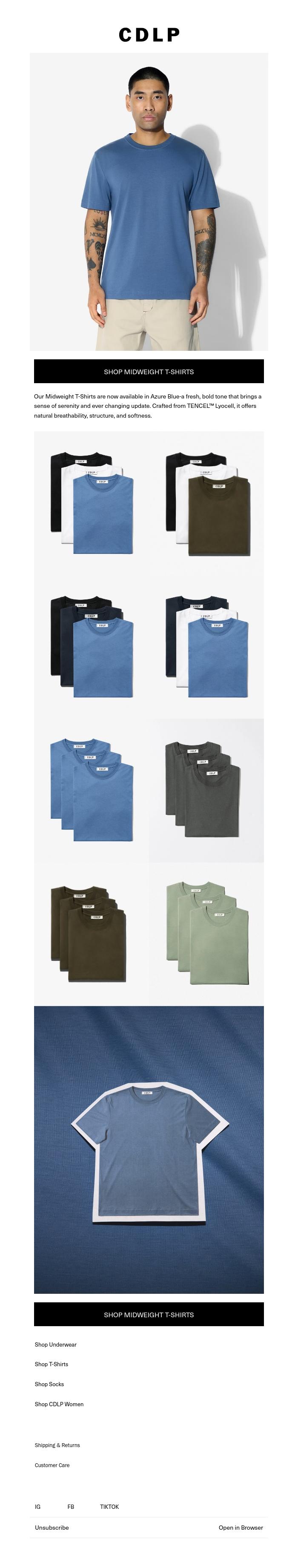 Email Design Inspiration from CDLP, Spotlight: Midweight T-Shirts