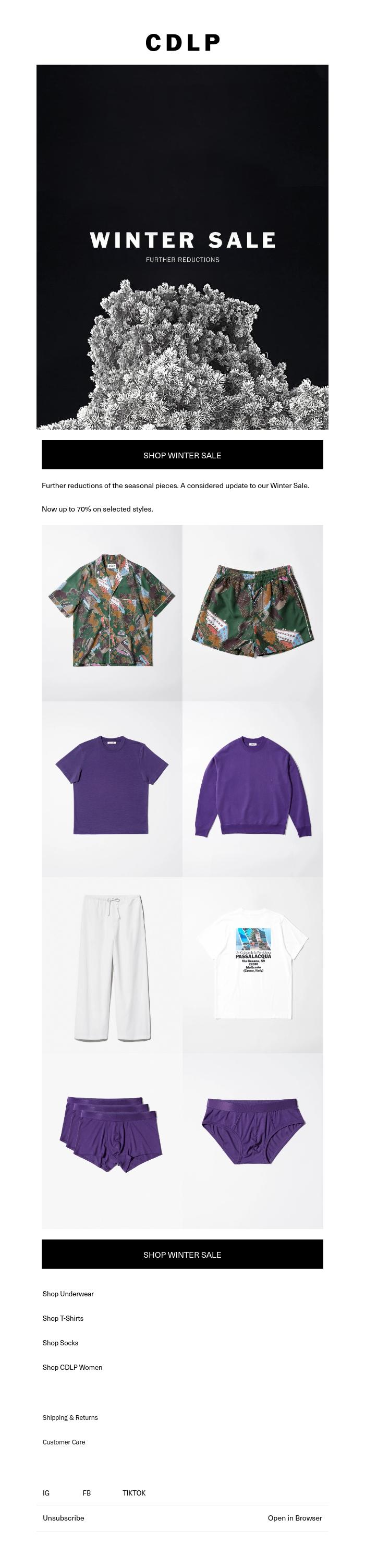 Email Design Inspiration from CDLP, Winter Sale: Further Reductions
