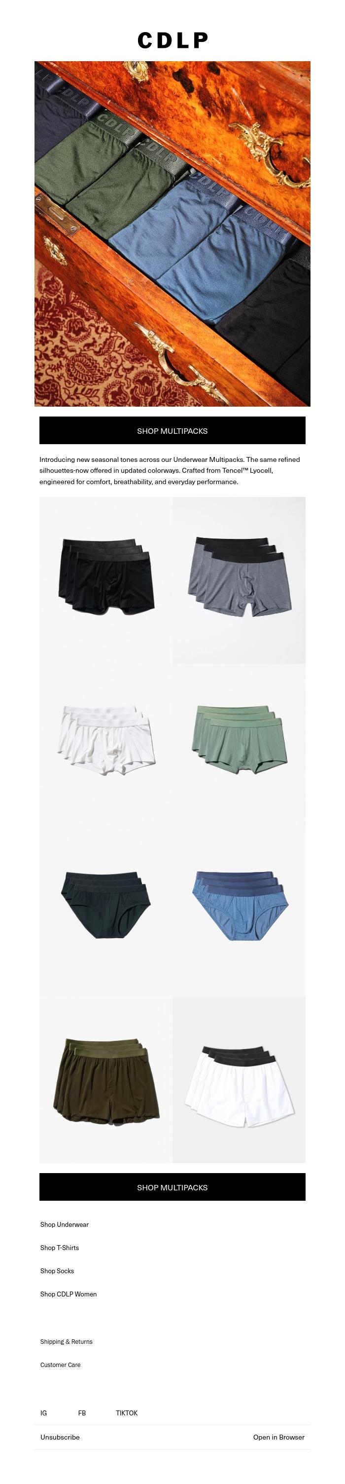 Email Design Inspiration from CDLP, New Shades for Your Underwear Drawer