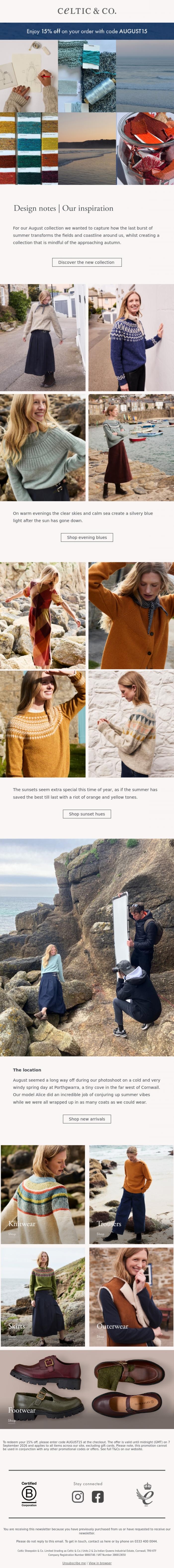 Email Design Inspiration from CELTIC & CO., August - behind the scenes