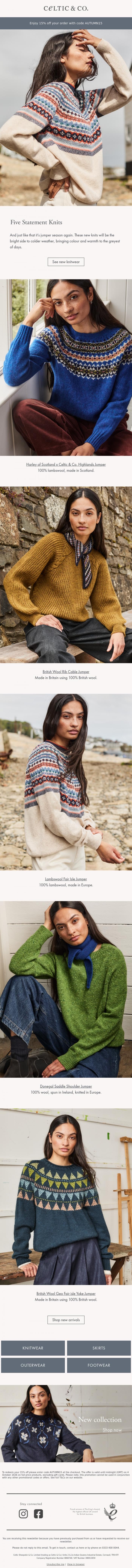 Email Design Inspiration from CELTIC & CO., Jumper season is here
