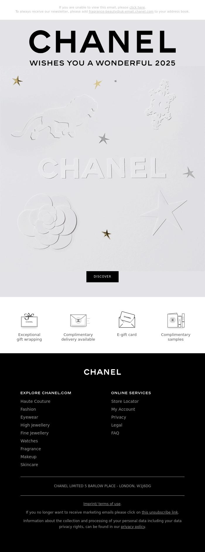 Email Design Inspiration from CHANEL, BEST WISHES FOR 2025