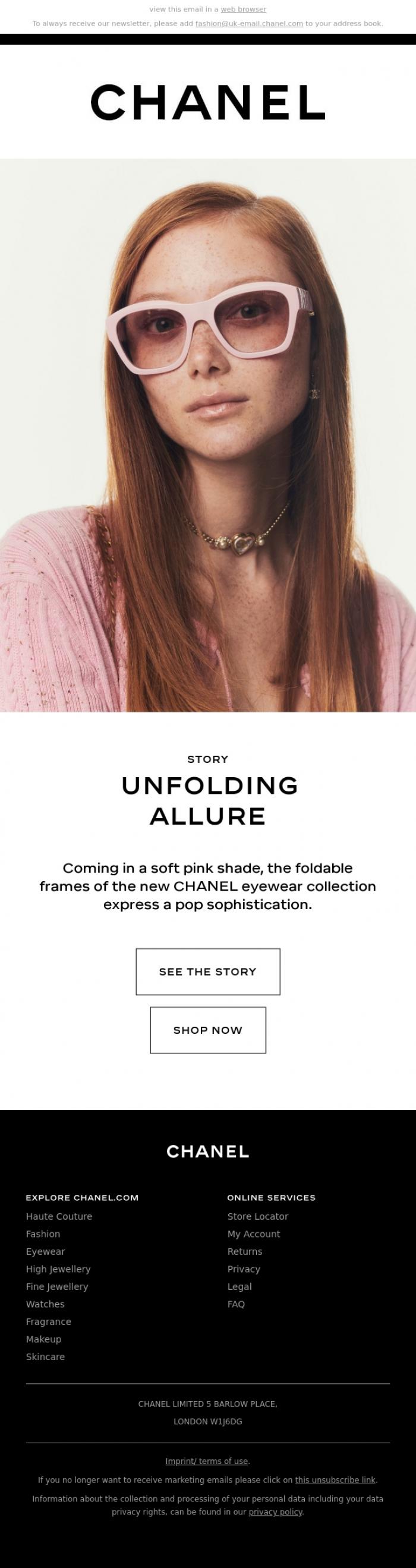 Email Design Inspiration from CHANEL, Unfolding Allure - CHANEL Eyewear