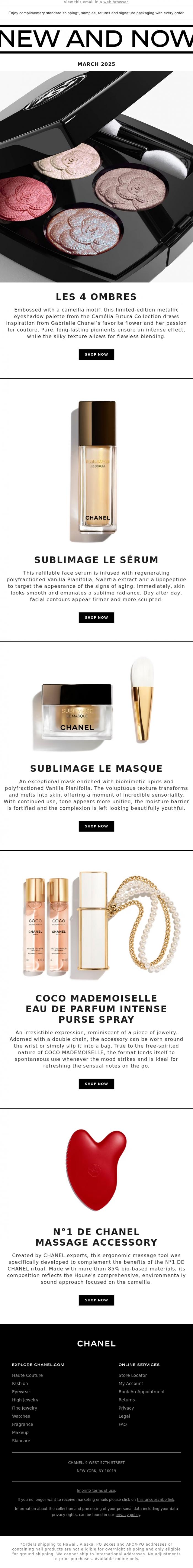 Email Design Inspiration from CHANEL, New and Now: March 2025