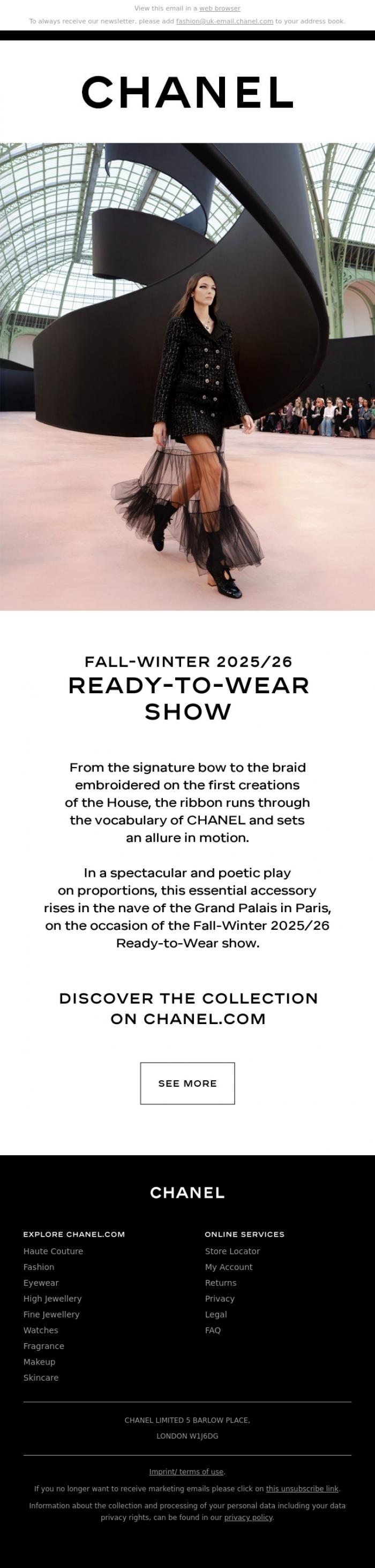 Email Design Inspiration from CHANEL, Highlights from the CHANEL Fall-Winter 2025/26 Ready-to-Wear Show