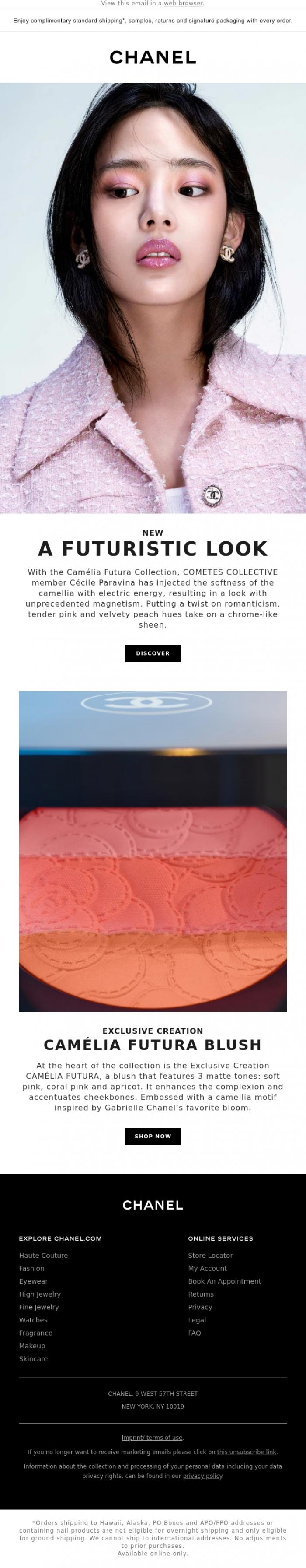 Email Design Inspiration from CHANEL, The new Cam&eacute;lia Futura Collection