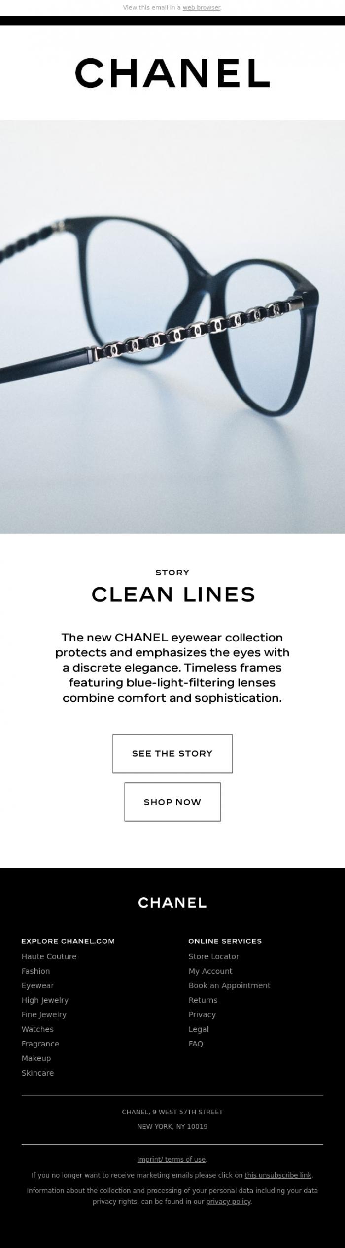 Email Design Inspiration from CHANEL, Clean Lines - CHANEL Eyewear
