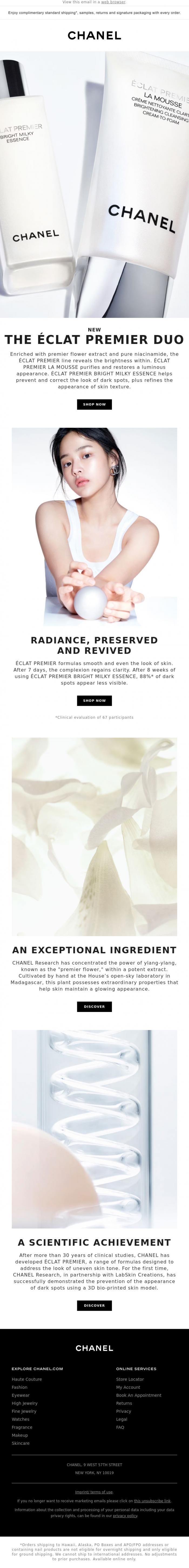 Email Design Inspiration from CHANEL, The new &Eacute;CLAT PREMIER line