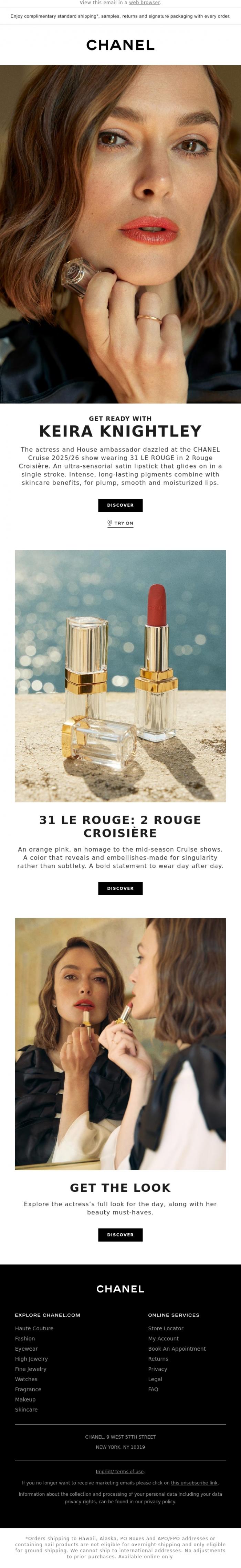 Email Design Inspiration from CHANEL, 31 LE ROUGE in 2 Rouge Croisi&egrave;re