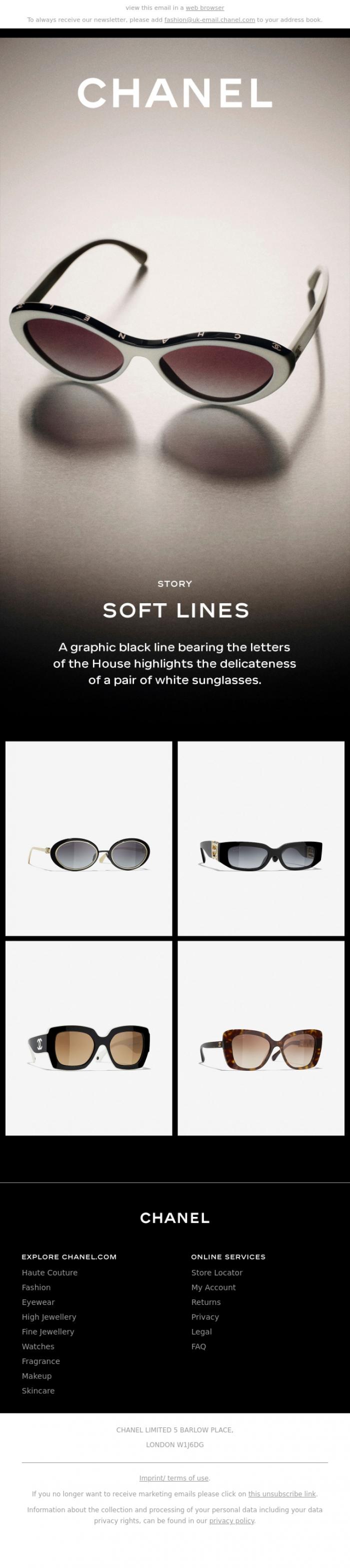 Email Design Inspiration from CHANEL, Soft Lines - CHANEL Eyewear