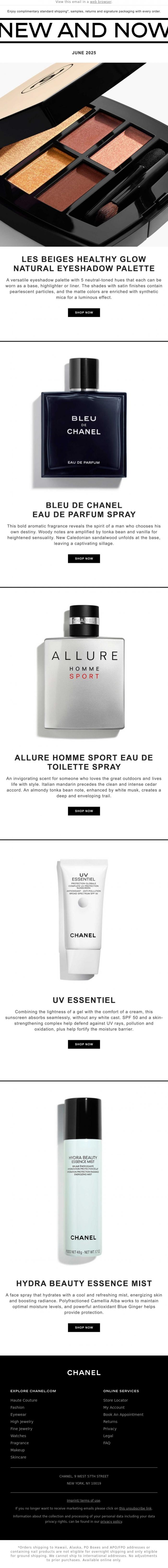 Email Design Inspiration from CHANEL, New and Now: June 2025