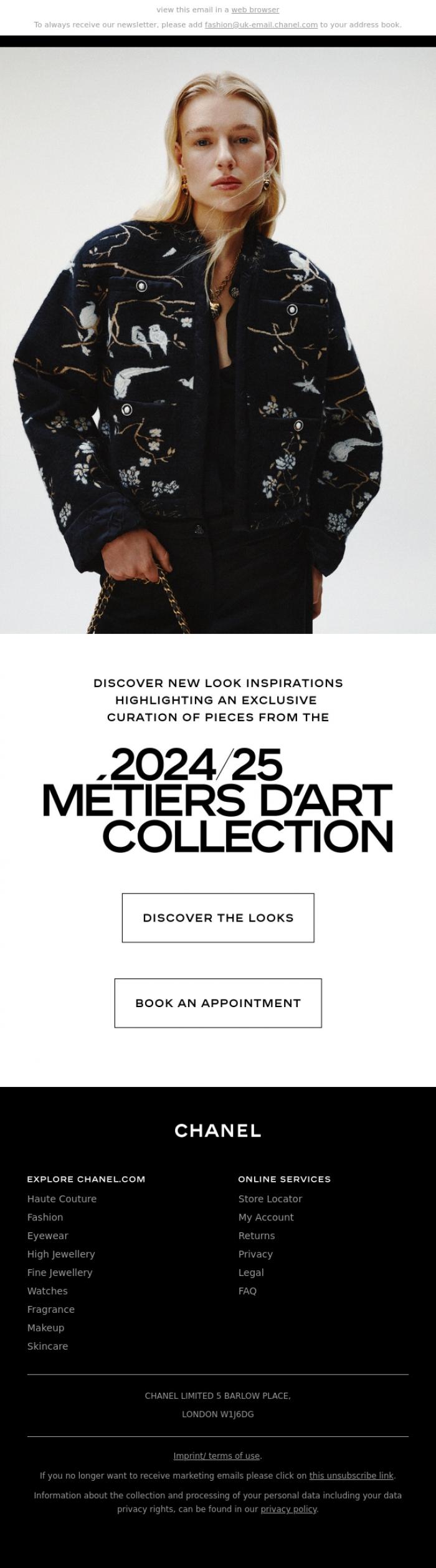 Email Design Inspiration from CHANEL, Style Inspirations - 2024/25 M&eacute;tiers d'art Collection