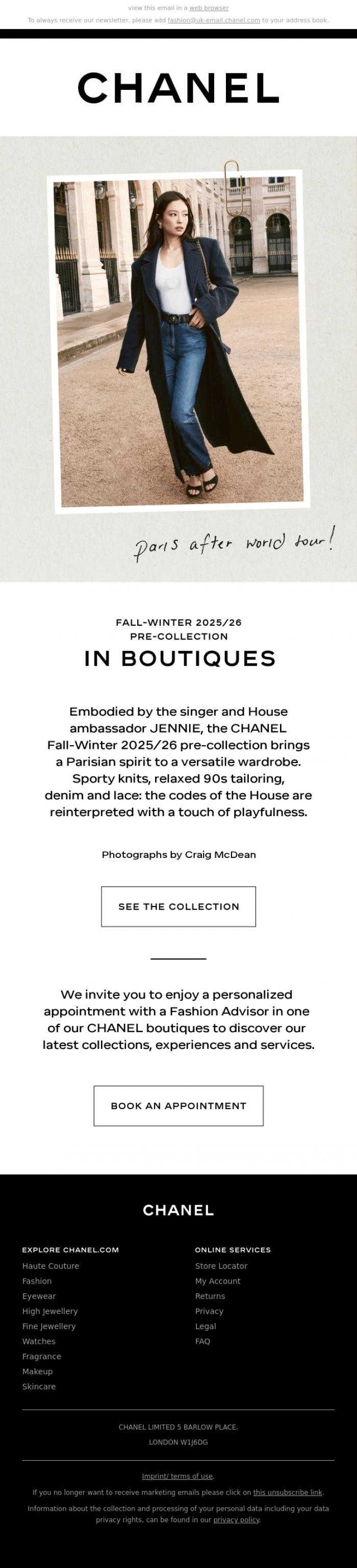 Email Design Inspiration from CHANEL, The CHANEL Fall-Winter 2025/26 pre-collection