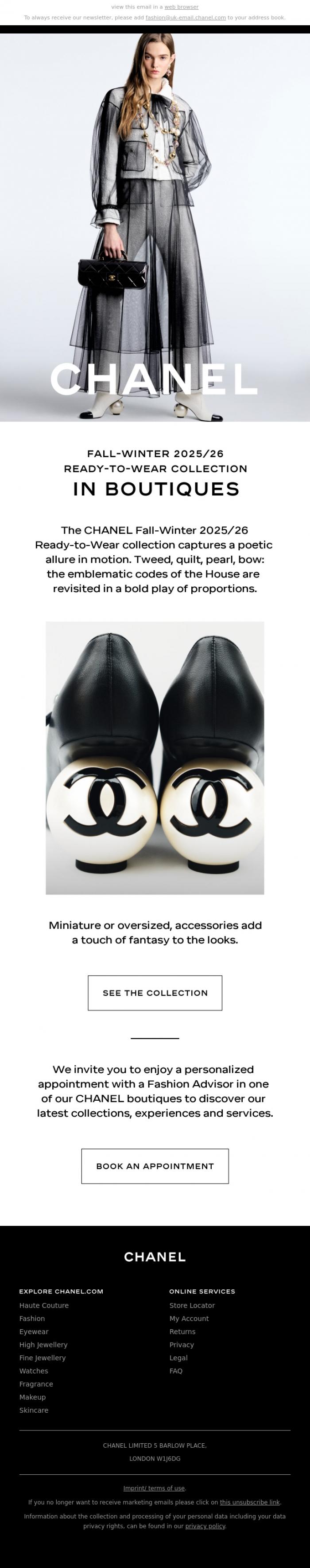 Email Design Inspiration from CHANEL, The CHANEL Fall-Winter 2025/26 Ready-to-Wear Collection