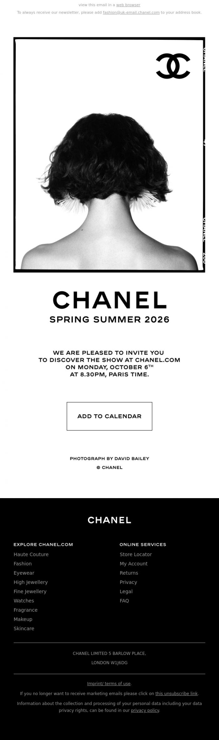 Email Design Inspiration from CHANEL, CHANEL Spring Summer 2026 Show