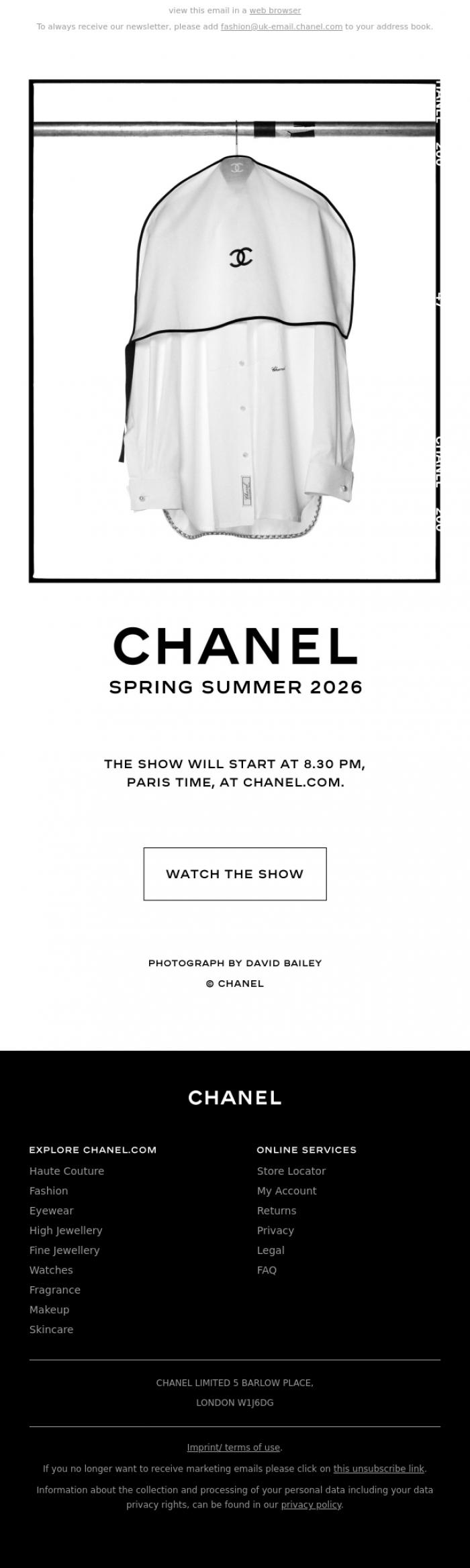 Email Design Inspiration from CHANEL, CHANEL Spring Summer 2026 Show