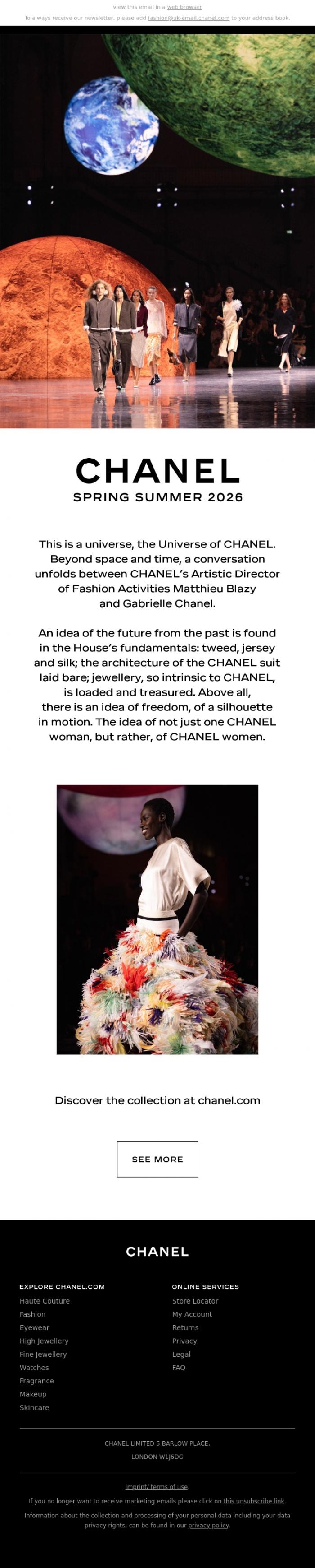 Email Design Inspiration from CHANEL, Highlights from the CHANEL Spring Summer 2026 Show
